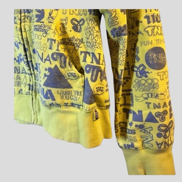 𝅺Aritzia TNA Youth Hoodie Size M Yellow and Gray Full Zip Pockets - Picture 8 of 15